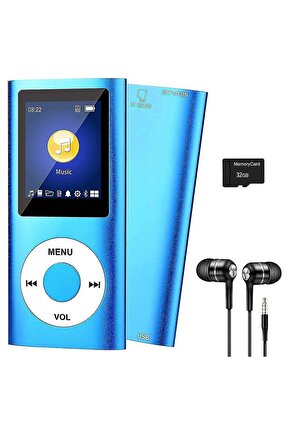 METAL MP3 ÇALAR DİJİTAL EKRANLI MP4 PLAYER SES KAYIT FM RADYO 32GB HAFIZA KARTI HEDİYE