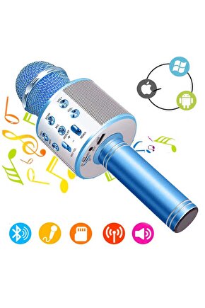 ŞARJLI KABLOSUZ KARAOKE MİKROFON BLUETOOTH HOPARLÖR SES DEĞİŞTİRME ÖZELLİKLİ SD KART USB GİRİŞLİ