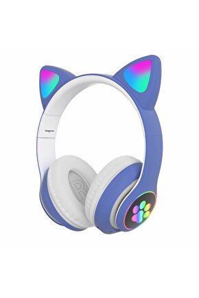 KABLOSUZ KEDİ KULAKLIK ŞARJLI LED IŞIKLI BLUETOOTH KULAKLIK AUX SD KART GİRİŞLİ STN-28