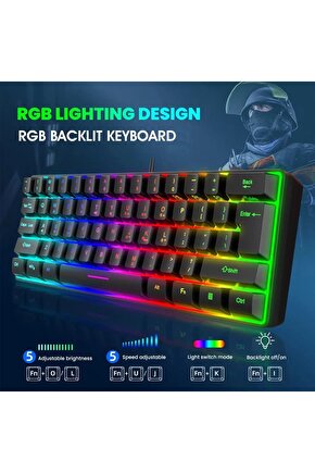 MEKANİK OYUNCU KLAVYESİ RGB LED IŞIKLI TYPE-C GİRİŞLİ RED SWİTCH MECHANİCAL GAMİNG KEYBOARD