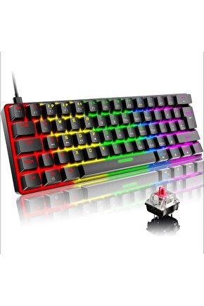 MEKANİK OYUNCU KLAVYESİ RGB LED IŞIKLI TYPE-C GİRİŞLİ RED SWİTCH MECHANİCAL GAMİNG KEYBOARD