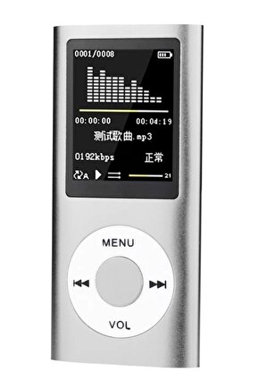 Mp3 Çalar Ses Kayıt Fm Radyo Sd Kart Girişli Mp4 Player 1.8 Inç Renkli Ekran