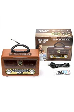 M-115bt Nostaljik Radyo Sd Usb Aux Mp3 Çalar Bluetooth Hoparlör Ahşap Retro Radyo