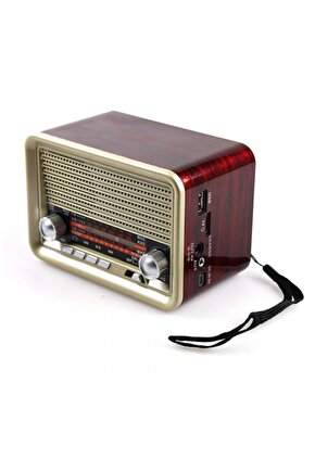 Nostalji Radyo Şarjlı Fm Radyo Bluetooth Hoparlör Usb Aux