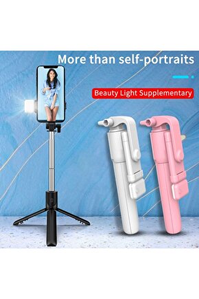 Bluetooth Lu Led Işıklı Selfie Çubuğu Uzaktan Kumandalı Yatay Özçekim Tripod