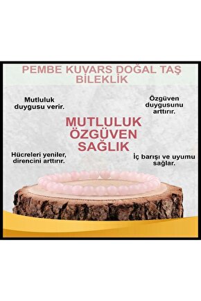 Doğal Taş Pembe Kuvars Bileklik(kalbi Iyileştirme Romantik Bağlılığı Teşvik Etme )