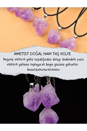 AMETİST DOĞAL TAŞ KOLYE UCU (SERTİFİKALI)(DERİ İPLİ)