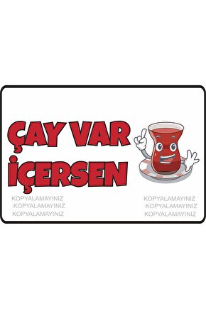 çay var içersen komik sözler duvar yazıları ev dekorasyon tablo retro ahşap poster