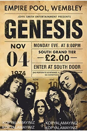 genesis rock müzik konser afişi ev dekorasyon tablo retro ahşap poster