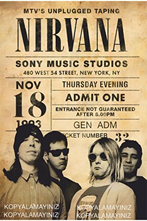 nirvana kurt cobain rock müzik konser afişi ev dekorasyon tablo retro ahşap poster