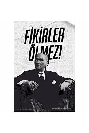 Mustafa kemal Atatürk fikirler ölmez ev dekorasyon tablo retro ahşap poster