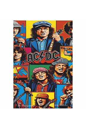 ac dc rock müzik grubu pop art ev dekorasyon tablo retro ahşap poster