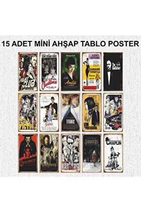 dünya sineması imdb 100 içindeki en önemli sinema filmleri dekorasyon 15 adet ahşap tablo poster set