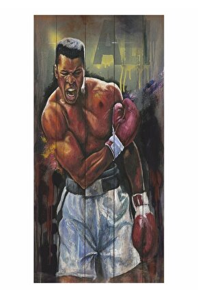 muhammed ali clay ev dekorasyon tablo mini retro ahşap poster