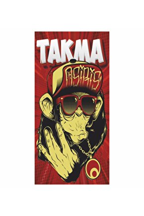 kafana takma maymun eğlenceli komik ev dekorayon tablo mini retro ahşap poster