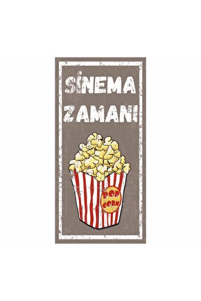 sinema zamanı patlamış mısır ev dekorasyon tablo mini retro ahşap poster