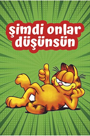 garfield eğlenceli komik şimdi onlar düşünsün duvar yazıları genç odası dekor retro ahşap poster