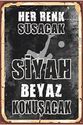 Siyah Beyaz Futbol Takım Taraftar Siyah Beyaz Kazanacak Retro Ahşap Poster