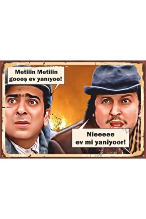 Zeki Metin Yeşilçam Replikler Retro Ahşap Poster