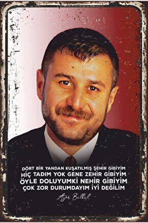 Azer Bülbül Arabesk Sözler Retro Ahşap Poster