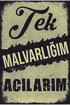 Tek Mal Varlığım Acılarım Komik Sözler Retro Ahşap Poster