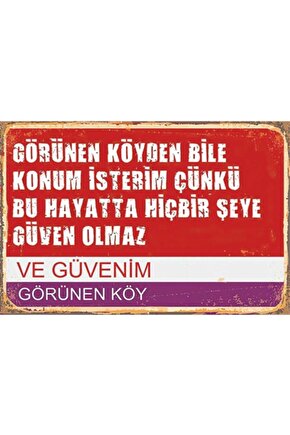 Görünen Köy Sokak Tabelası Retro Ahşap Poster