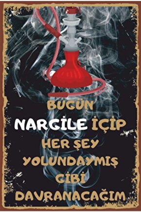 Nargile Retro Ahşap Poster