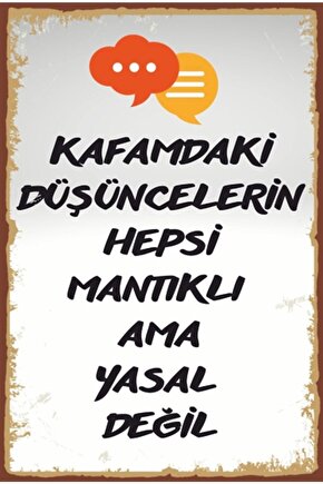 Komik Sözler Duvar Yazıları Retro Ahşap Poster