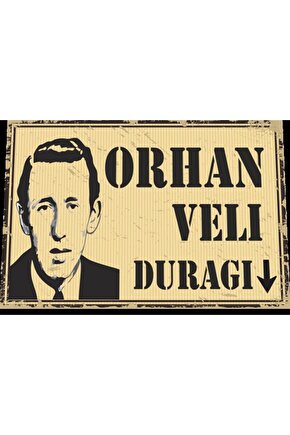 Orhan Veli Durak Tabelası Retro Ahşap Poster