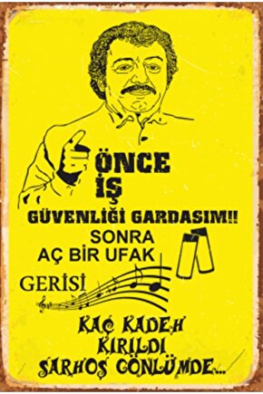 Önce Iş Güvenliği Müslüm Gürses Retro Ahşap Poster