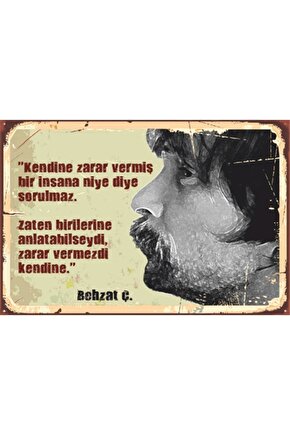 Behzat Ç Sözleri Retro Ahşap Poster