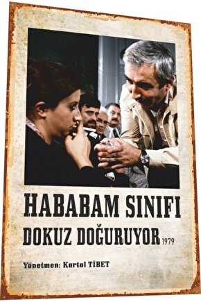 Hababam Sınıfı Dokuz Doğuruyor Yeşilçam Filmleri Retro Ahşap Poster 835