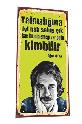 Oğuz Atay Mini Retro Ahşap Poster