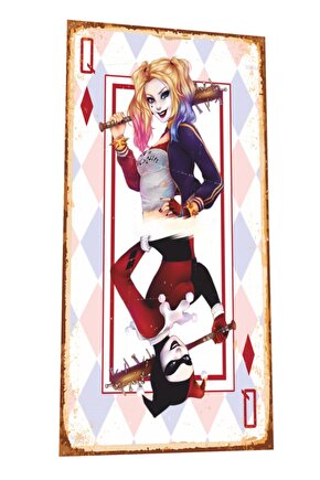 Harley Quinn Beyzbol Sopasıyla Mini Retro Ahşap Poster