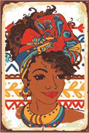 Afrikalı Kadın Retro Ahşap Poster 20x30 Cm