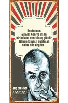 Edip Cansever (10 Cm X 20 Cm) Mini Retro Ahşap Poster