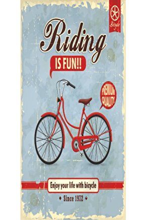 Riding Is Fun Bisiklet (10 Cm X 20 Cm) Mini Retro Ahşap Poster