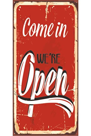 Open Açık (10 Cm X 20 Cm) Mini Retro Ahşap Poster