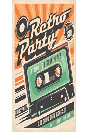 Retro Parti Kaset (10 Cm X 20 Cm) Mini Retro Ahşap Poster