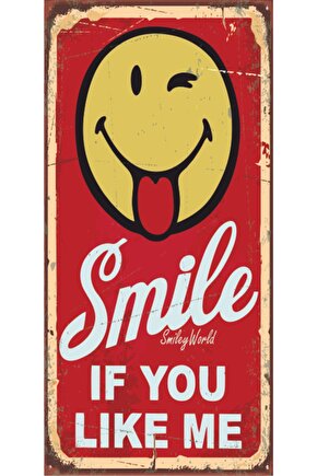 Smile Gülümse (10 Cm X 20 Cm) Mini Retro Ahşap Poster