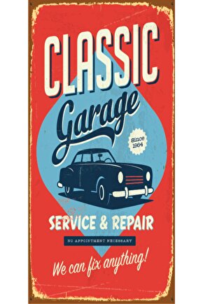 Classic Garage (10 Cm X 20 Cm) Mini Retro Ahşap Poster