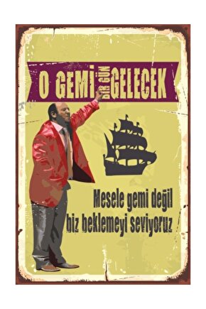 O Gemi Gelecek Leyla Ile Mecnun (10 Cm X 20 Cm) Mini Retro Ahşap Poster