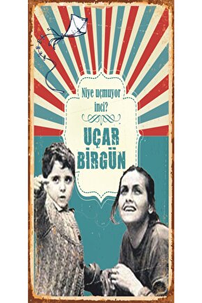 Uçurtmayı Vurmasınlar Yeşilçam (10 Cm X 20 Cm) Mini Retro Ahşap Poster