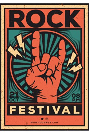 Rock Festivali Retro Ahşap Poster