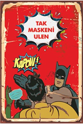 Batman Koronavirüs Retro Ahşap Poster