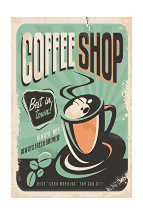 Coffee Shop Retro Vintage Ahşap Poster