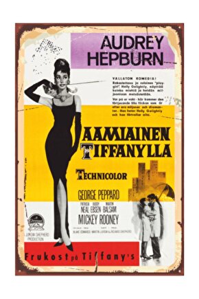 Audrey Hepburn Tiffanyde Kahvaltı Retro Vintage Ahşap Poster