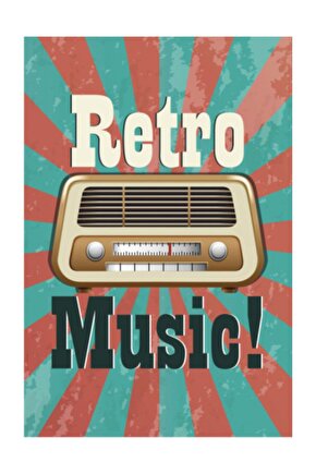 Retro Müzik Retro Vintage Ahşap Poster