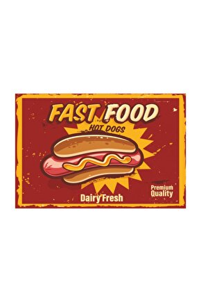 Fast Food Retro Vintage Ahşap Poster