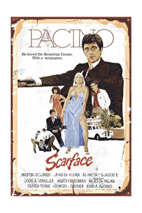 Al Pacino Scarface (10 Cm X 20 Cm) Mini Retro Ahşap Poster